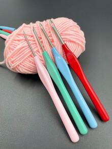 Aiguilles à crochet colorées et capuchons, aiguille à broder russe, stylo à tricoter épais, outils de tricot faits main, y compris un enfileur