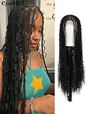 30 Inch Full Lace Natural Long Braiding Extension Hair Wig Black Brown Color Curly Wave Water Wave Extensions Hair Women's Synthetic Braided Lace Wig Natural Wigs Suitable For Women Used Daily Party Cosplay Music Festival