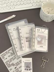 透明哑光活页夹，A6、A7、M5 尺寸，便携可折叠旅行笔记本，可定制封面，适用于预算、钱包、照片存储、办公用品存储，多种尺寸可选，学校用品，返校