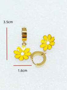 1 Pair Elegant Daisy Flower Hoop Earrings For Women, Chic, Sweet Perfect For Summer