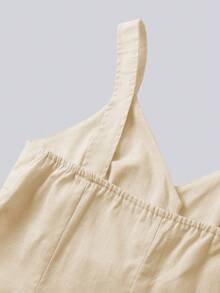 2025 Autumn Women's Understated Luxury Outfit: Inspired By Soft Pink - Sleeveless Cardigan Shirt And Wide-Leg Pants, Breathable Business Casual Linen Blend Fabric, Suitable For Holidays, Brunch, Office Style, Cruise Vacations, And An Ideal Choice For Teachers - Apricot - View 8