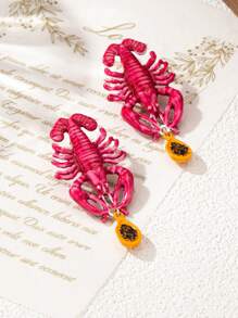 1 par de nuevos aretes con colgante de escorpión con efecto de goteo de aleación de zinc estilo costero, para mujeres, para fiestas de verano