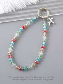 1pc New Crystal Bead Charm Phone Case Keychain Bag Accessory Chain Pendant Jewelry Phone Lanyardschool Supplies,Back To School