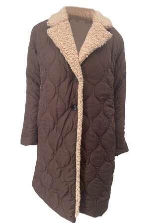 Women Quilted Long Sleeve Stand Collar Thickened Mid-Length Coat, Autumn/Winter