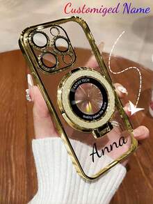 1 pieza Funda de teléfono con soporte con nombre y letra personalizada chapada, adecuada para 15ProMax/16promax/16pro/14promax/14pro/13promax/16 16e/ X7b/X8b/X6a/ 14 Pro Max, colorida, de moda, Kawaii personalizada, ideal como regalo para él, novio, novia, familia, amigos, abuelos, parejas, amantes de las mascotas, aniversario, cumpleaños, graduación, boda, accesorios de teléfonos celulares