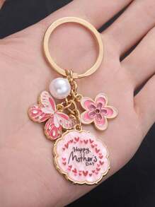 1pc Oil Drop Mother's Day Tulip Bouquet, Rose Flower, Letters Alloy Keychain Accessories, Stainless Steel Key Ring Women Fashion Simple Pendant Accessories Street Party Y2k Elegant Style Suitable For Daily Wear Mobile Phone Wallet Backpack Car Pendant Key Accessories Mother's Day Perfect Gift For Mom Mother's Day Gift Birthday Gift Holiday Gift Car Accessories Bag Charm