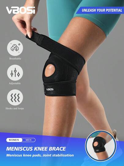 VBOSI 1 pieza Rodillera ajustable de mujer y hombre con protección rotuliana y orificios transpirables para baloncesto, running, levantamiento de pesas, accesorios de gimnasio, rodilleras deportivas, rodilleras de gimnasio