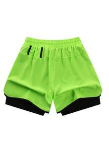1 chiếc quần short thể thao 2 trong 1 dành cho nữ | Chất liệu polyester và sợi co giãn nhanh khô | Thoáng khí và nhẹ | Dây rút điều chỉnh ở eo | Họa tiết hình học | Phù hợp cho tập luyện và mặc hàng ngày | Có thể giặt máy | Thoải mái cho các hoạt động thể thao nhiều mùa và phong cách sống thường ngày | Quần short thiết kế tiện dụng | Quần short thoải mái có thể điều chỉnh - màu xanh lá - Xem 2