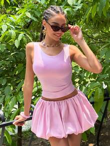 Faeriesty GlamSlay Petite Petite 圆领无袖女式修身背心 - 塑身设计，轻盈街头风必备单品，适合都市、休闲早午餐造型、周末出差、前卫健身风格 - 粉色 - 查看 9