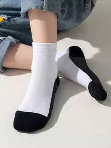 5 pares de calcetines deportivos de unicolor minimalista, adecuados para estudiantes y adolescentes, con ajuste elástico, para todas las temporadas - Multicolor - Ver 5