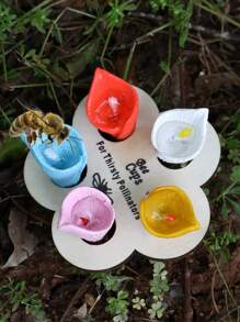 5pcs/Set Colorful Flower & Bee Design Birdbath - Resin Insect Feeder, Attract And Nourish Bees, Suitable For Gardening And Urban Farm Decor