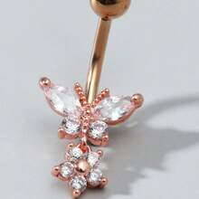 1 pièce Anneau de nombril en acier inoxydable 316 avec strass, bijou de piercing de bouton de ventre personnalisé