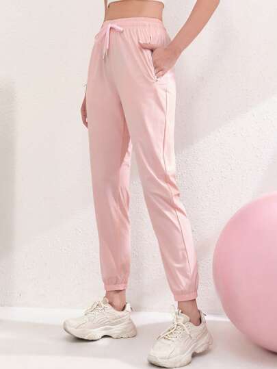 Lightweight Letter Print Women's Sports Shorts, Running Shorts With Drawstring Waistband, Fitness Ice Silk Pants - Nylon And Spandex - Women's Pants - Suitable For Running, Fitness And Sports - Perfect Gift For Fitness Enthusiasts