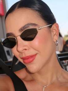 1副菱形金属时尚眼镜，Y2K复古个性百搭女士时尚眼镜，适合日常佩戴、度假和旅行 - 黑色 - 查看 5