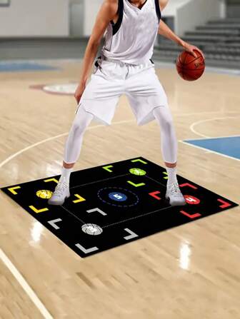 1pc Basketball Footwork Training Mat, Indoor Ball Handling Assist Soundproof Mat, Fitness Exercise Non-Slip Rubber Mat, Christmas