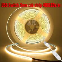 1/2/3/4/5Meters 5V 3mm PCB Width 400LEDs/M LED COB Strip With Switch USB High Brightness LED Light Bedroom Flexible Self-Adhesive Strip Light Warm White 3000k, Cold White 6000k For Indoor