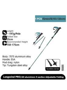 Naturehike 5 节碳纤维+铝合金可折叠伸缩登山杖，Longwind PRO/UL，超轻徒步杖，便携式，适合徒步旅行和背包旅行 - 彩色 - 查看 11