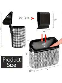1pc Car Trash Can With Lid & Side Door Hanging Design, Including A Garbage Bag
