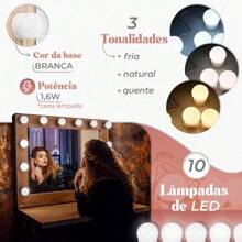 Kit 10 Led Mirror Light Bulbs Dressing Table Makeup 3 Colors