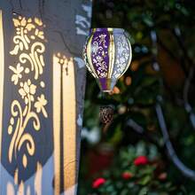 Starsoul Hot Balloon Solar Lantern With Flower Projection Metal Outdoor Waterproof Hot Balloon Solar Lights Hanging Lantern For Garden Yard Patio Decor - Hoa kim loại - Xem 1