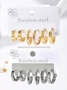 Set de 6 aros de aro de acero inoxidable de calidad premium y minimalista