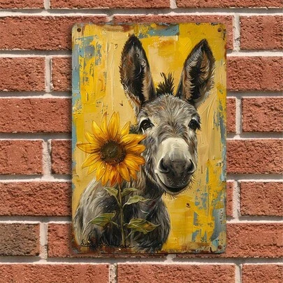 1pc, Donkey Metal Painting Logo Vintage Metal Wall Art For Room Decoration, Family Restaurant Bar Cafe Garage Decoration (8x12 Inches/ 20 * 30cm), Suitable For University, Bathroom, Cave, Bar, Cafe, Garage, Farmhouse, Man Cave - Black Vintage Poster