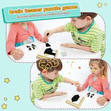 Educational Hiding Blocks Puzzle For Ages 3+ - Brain - Boosting 2 - Player Challenge With 370 Question Cards - Black and White - View 4