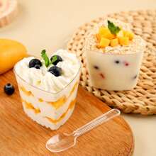5 Oz herzförmige klare Dessertschalen, Mousse Schalen ohne Löffel oder Deckel, wiederverwendbare Kuchenformen für Desserts, Pudding, Gelee, Vorspeisen, Parfait, geeignet für Muttertag, Valentinstag, Hochzeiten, Geburtstage, Picknicks, Teepartys und mehr