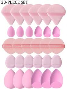 50/40/30/20/10/5件套化妆套装，包含：10个液体美妆蛋+10个迷你液体美妆蛋+10个三角散粉扑（适用于散粉和底妆）+10个气垫粉扑（适用于面部彩妆）+10个迷你气垫粉扑（适用于遮瑕膏和粉底霜）。混合美妆蛋，化妆，便宜，房间装饰，梳妆台，旅行，卧室，化妆配件，粉扑，美妆蛋，粉扑，化妆海绵，便宜，圣诞礼物，化妆，化妆工具，便宜货，礼物，女士礼物，圣诞礼物，赠品，旅行，便宜货，旅行必备 - 粉色 - 查看 12