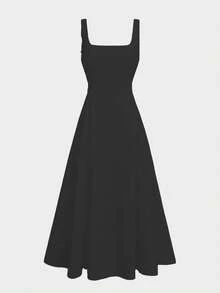 Floreya Solid Color Casual Elegant Woven Fabric Zip Up Dress, Suitable For Evening Date, Party, Wedding, Spring/Summer