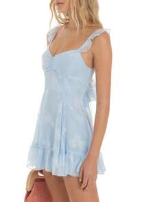 Women Graduation Corset Mini Dress Backless Tie Up A Line Short Dresses For Graduation Grad Party - Blue - View 2