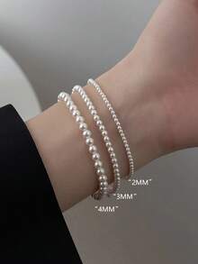1 Pc Fashionable 925 Sterling Silver Shell Bead Beaded Bracelet Necklace With Classic Sweet Style Necklace Design For Daily Decoration N022 B015