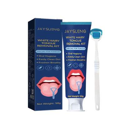 50g Set Tongue Coating Cleaning Set, Including Tongue Coating Cleaning Gel And Tongue Scraper For Oral Care, Freshens Breath