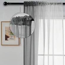 4 Panels Ombre  Sheer Curtains  For Living Room Bedroom Decor, Gradient Semi Voile Rod Pocket Window Curtain Drapes - Xám - Xem 5