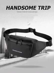 Bolsa de cintura para hombres - Impermeable y de gran capacidad, diseño minimalista y elegante, materiales duraderos para uso en todo tipo de clima, correas ajustables para un uso cómodo, adecuado para el transporte diario, aventuras de viaje. Puede ser un regalo perfecto para el Día del Padre.