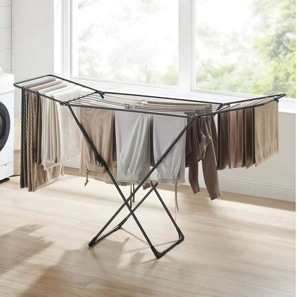Séchoir pliable à ailes multiples, séchoir à linge intérieur/extérieur suspendu, support de séchage pour vêtements haute capacité et robuste, sèche-linge multifonction avec barres spacieuses, structure triangulaire solide