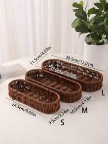 2pcs/1pc Rattan Cutlery Utensil Storage Basket/Box,Draining Basket