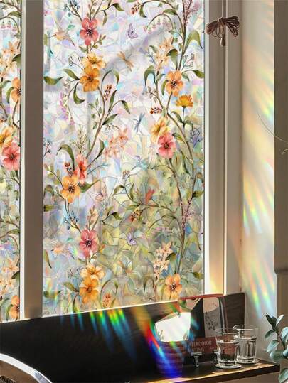 1Roll Static Cling Decorative Window Film With Installation Tools Non Adhesive Privacy Film, Stained Glass Window Film For Bathroom Shower Door Heat Cotrol Anti UV Room Decor Wall Decor Wall Stickers Wall Sticker Stickers