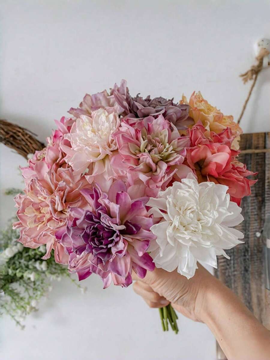 1 buc/3 BUC Flori de dalie la atingere reală de 28 cm - Flori artificiale premium, decor de lux pentru casă, aranjament floral care nu se decolorează pentru masă/cafenea/fotografie - Multicolor - Vizualizare 1
