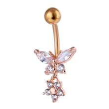 1 pièce Anneau de nombril en acier inoxydable 316 avec strass, bijou de piercing de bouton de ventre personnalisé