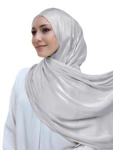 FADZOYLE 1 pièce Écharpe de couleur unie, texture satinée lisse et brillante, froissée, châle, enveloppe, hijab long et doux, peut être utilisé comme foulard/bandeau/couvre-plage d'été/sarong/accessoire pour cheveux, convient pour les occasions quotidiennes, les voyages, les mariages, les fêtes, les mariées, les vacances, la prière et le pèlerinage - foulard - Voir 3