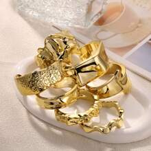 1 pieza Brazalete abierto de acero inoxidable bañado en platino 18K de diseño cóncavo-convexo, adecuado para fiesta, cita, uso en la oficina