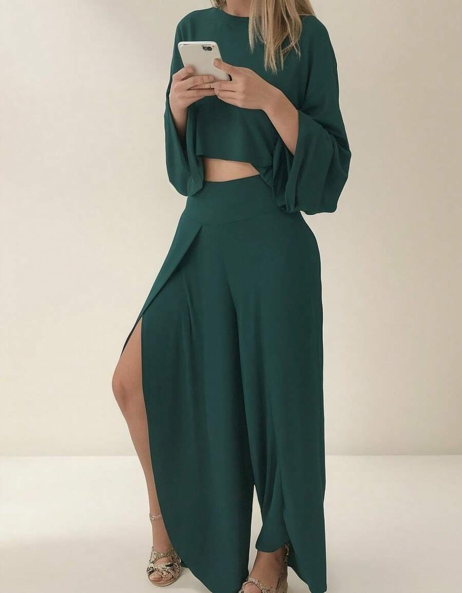 Conjunto Falda y blusa Cómodo De Mujer   Liso    Casual Elegante    Abertura alta Abertura    Ideal Para Oficina Playa Casa Jardín Para Cualquier Temporada Estilo Romántico De San Valentín