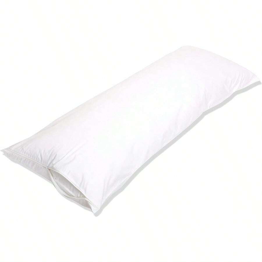 SKKREBasics Body Pillow Pillowcase With Zipper 100 Cotton Hypoallergenic Pillow Protector White 55 X 21 Inches Pillows Not Included5f3z - White - View 1