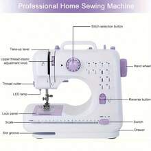 Mini Portable Electric Sewing Machine With 12 Built-In Stitches And Foot Pedal, Suitable For Beginners And Embroidery, For Home Use