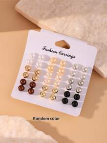 18 Stücke/Set sortierte Farben Mode Perlen Mini Ohrstecker, europäischer und amerikanischer Stil