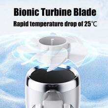 Ventilador de mano portátil 2025, Ventiladores de refrigeración turbina, 3600mAh, 100 velocidades viento huracán, motor silencioso ANC, pantalla digital, recargable por USB C, mini ventilador eléctrico con función de enfriamiento por hielo para uso en interiores y exteriores (Blanco)