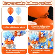 Blue And Orange Balloon Arch, 130 Pcs Dog Paw Balloon Arch Garland, 18/12/10/5 Inch Sand White Confetti Blue Orange Balloons For BoysGirls BabyShower Birthday Dog Cartoon Theme Party Decor
