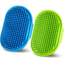 Dog Grooming Brush,Pet Shampoo Massage Bath Brush Comb With Adjustable Loop Handle For Grooming Short And Long Hair Cats And Dogs, 2pcs(Tapered Brush Head, Blue+Green) - 藍色+紅色 - 查看 1