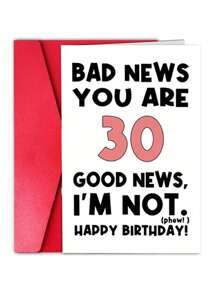 1Pc Funny 30th Birthday Card For Men Women, Happy 30th Birthday Card For Friend Brother Sister, 30 Years Old Birthday Greeting Card, You're 30 I'm Not, Envelope Included, School Supplies,Back To School